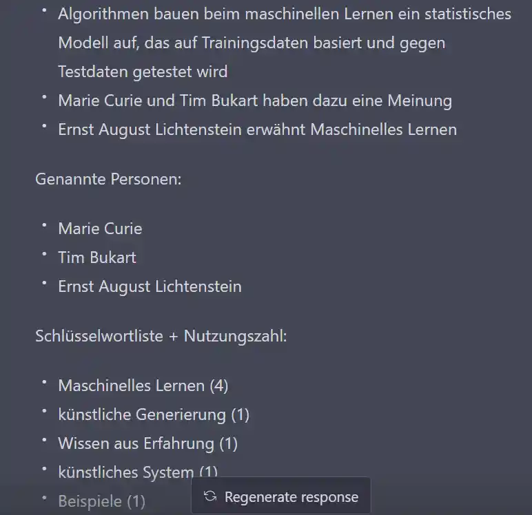 Ausgabe wie gewünscht: Es kommt auf die richtigen ChatGPT Anweisungen an. Also: Wie schreibe ich gute Prompts für ChatGpt? Schreibe einfach, GPT solle sich wie ein Arbeiter eines Faches verhalten!