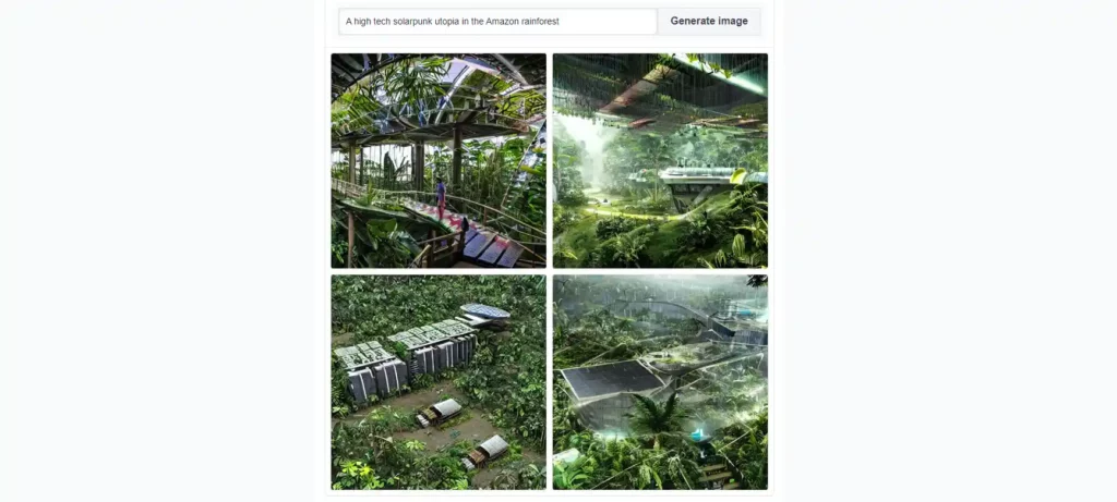 Stable Diffusion Beispiel: Ein Solarpark im Amazonas.