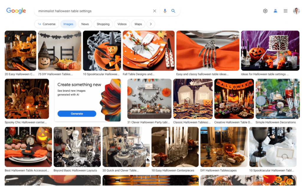 Google SGE: Bilder können direkt in der Bildersuche generiert werden.